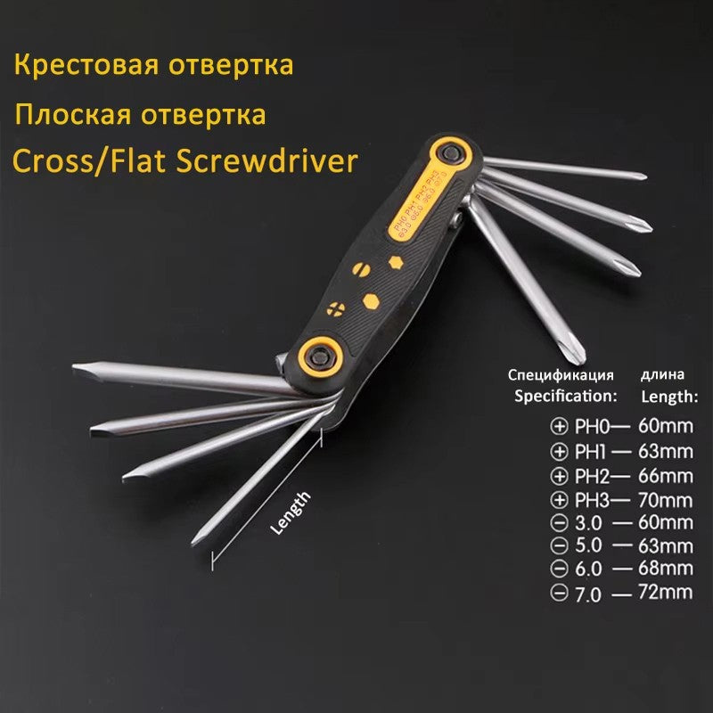 8 em 1 conjunto de chave de fenda dobrável torx mini chave de fenda bits kit hex