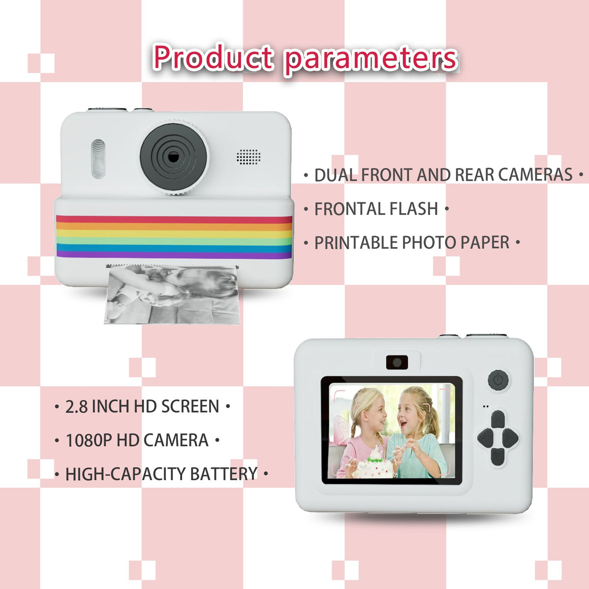 Câmera digital infantil para fotografia, mini impressora portátil térmica térmic