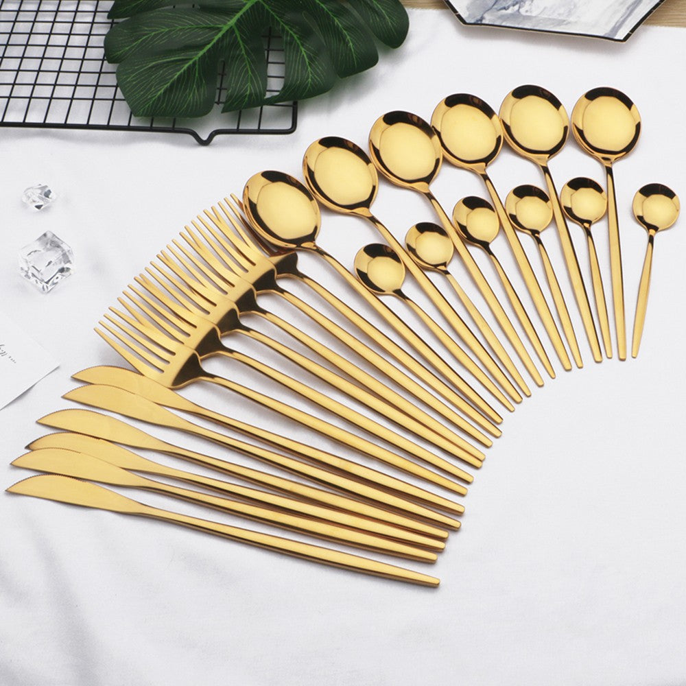24 peças conjunto de talheres de aço inoxidável conjunto de talheres de aço inox