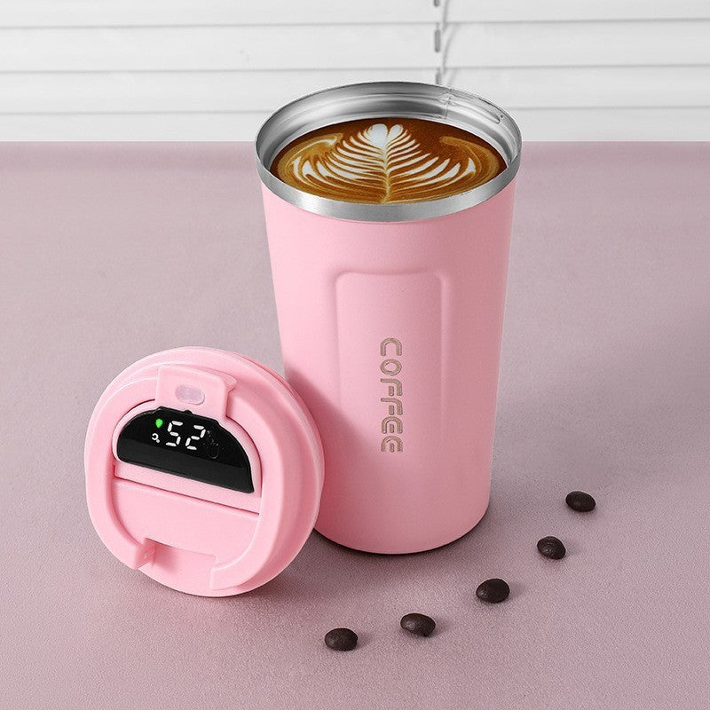 Caneca térmica de café 380/510ml, copo de café de aço inoxidável com display de