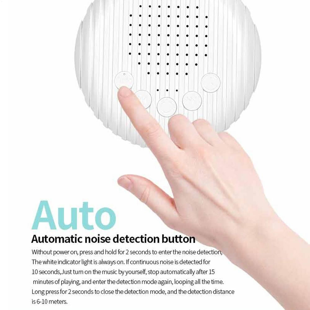 USB Recarregável Sleep Sound Machine, Máquina de Ruído Branco, Desligamento Temp
