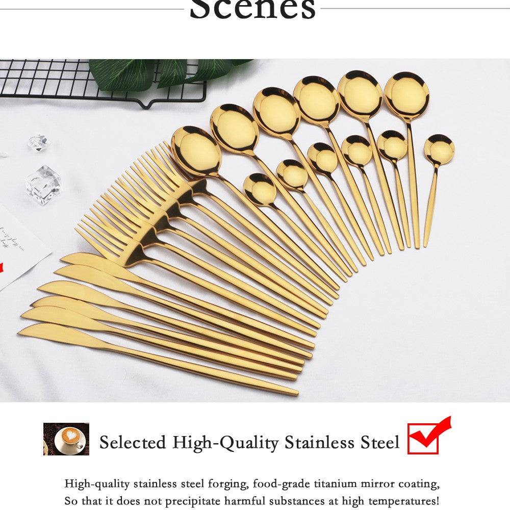 24 peças conjunto de talheres de aço inoxidável conjunto de talheres de aço inox
