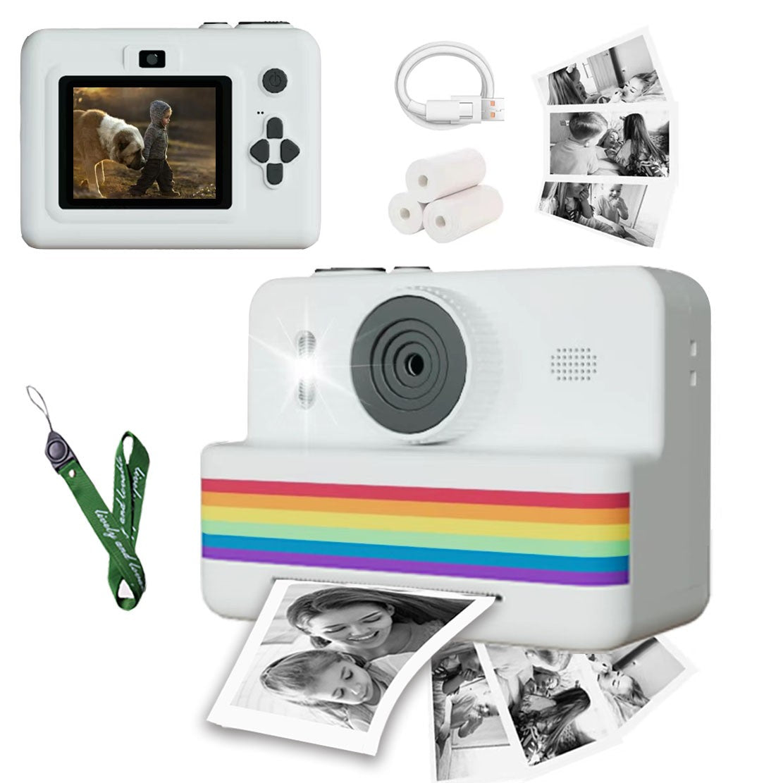 Câmera digital infantil para fotografia, mini impressora portátil térmica térmic