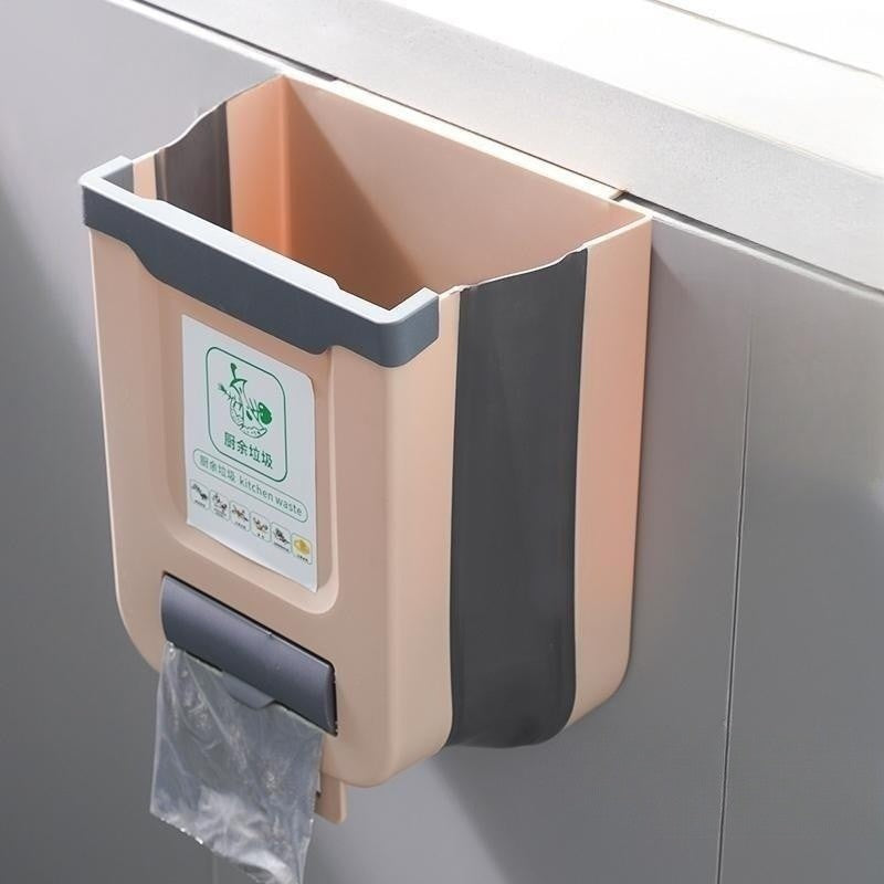 Cozinha dobrável lata de lixo fixada na parede lata de lixo porta do armário de