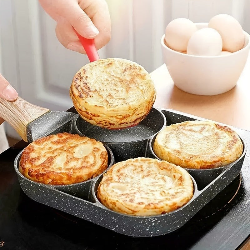 Pote de omelete de pedra médica de quatro buracos, antiaderente Flats-fundo, pot