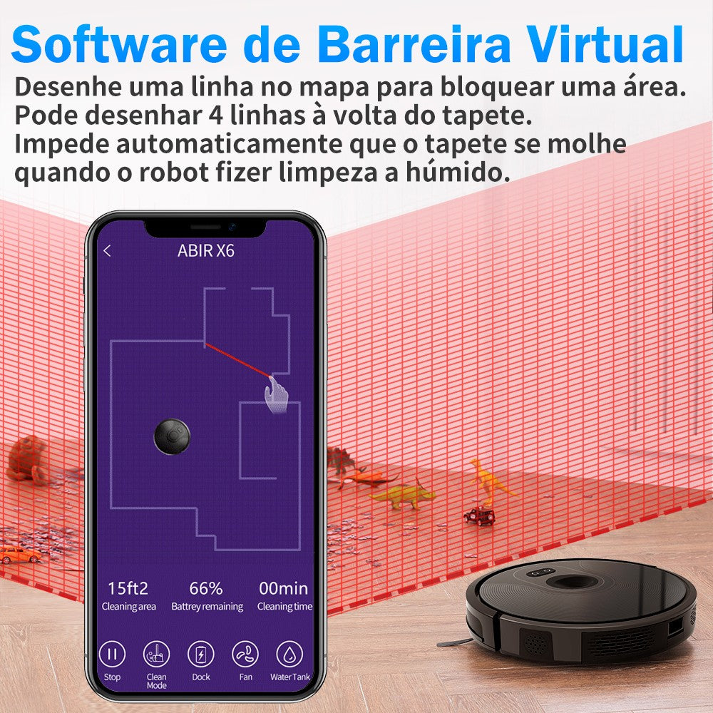(Código: BRD250) Robô aspirador de pó ABIR X6 com navegação visual tripla, aspir