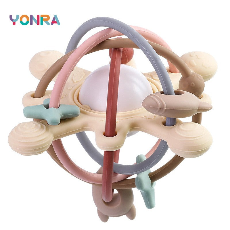 Chocalho e mordedor sensorial cama sino silicone bola montessori brinquedos do b