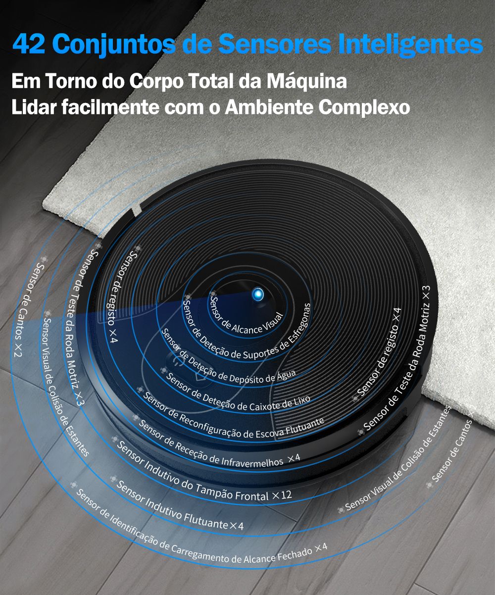 (Código: BRD250) Robô aspirador de pó ABIR X6 com navegação visual tripla, aspir