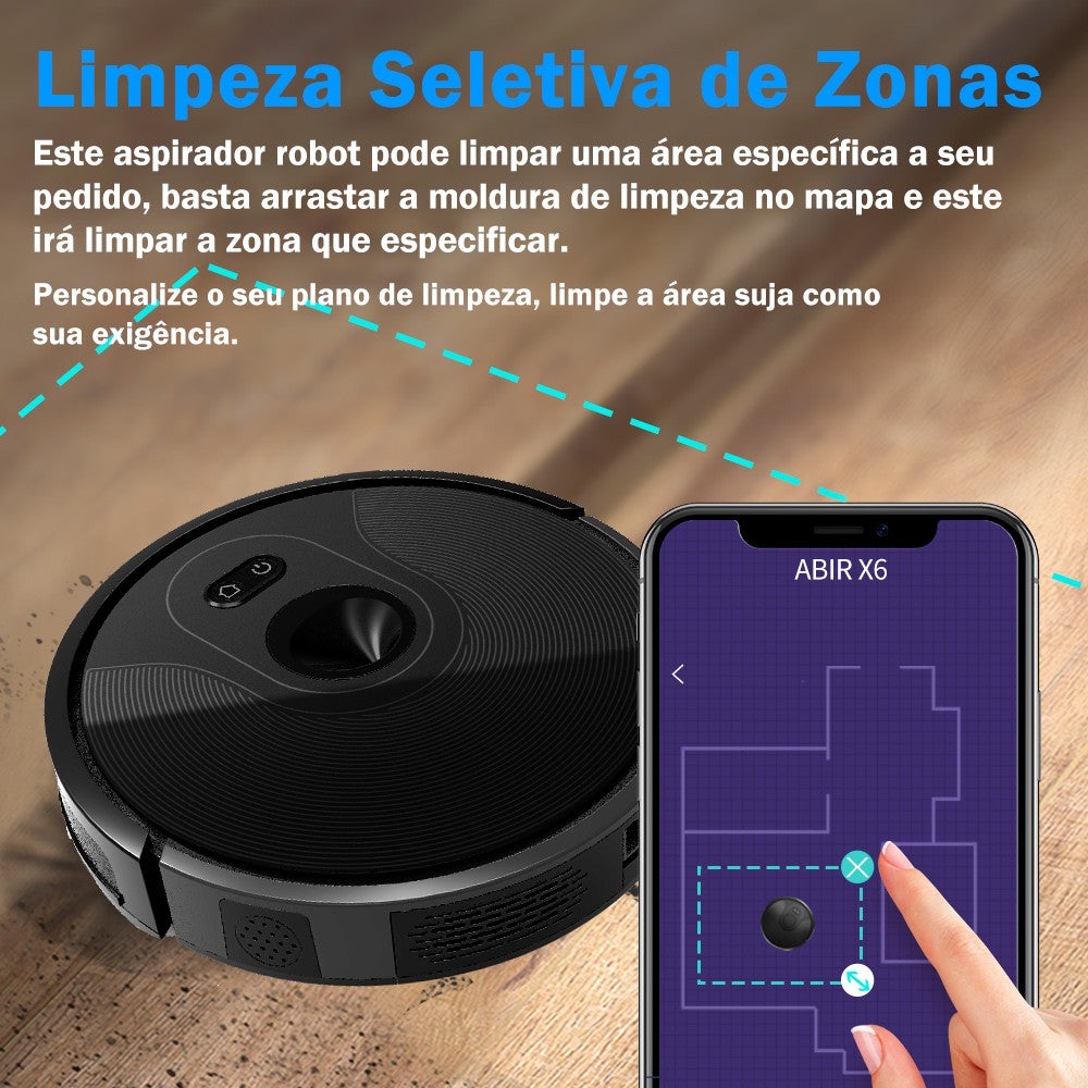 (Código: BRD250) Robô aspirador de pó ABIR X6 com navegação visual tripla, aspir