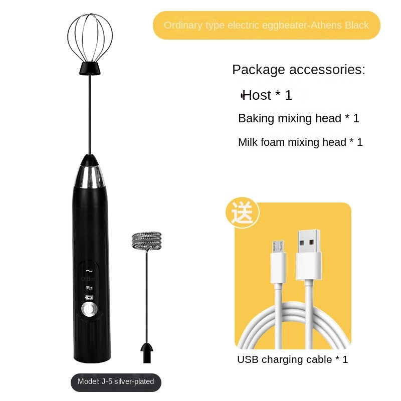 Batedor de leite elétrico sem fio, batedor de ovos, recarregável por usb, portát