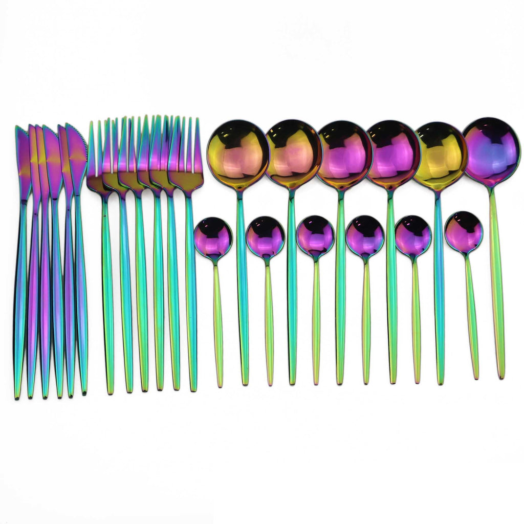 24 peças conjunto de talheres de aço inoxidável conjunto de talheres de aço inox