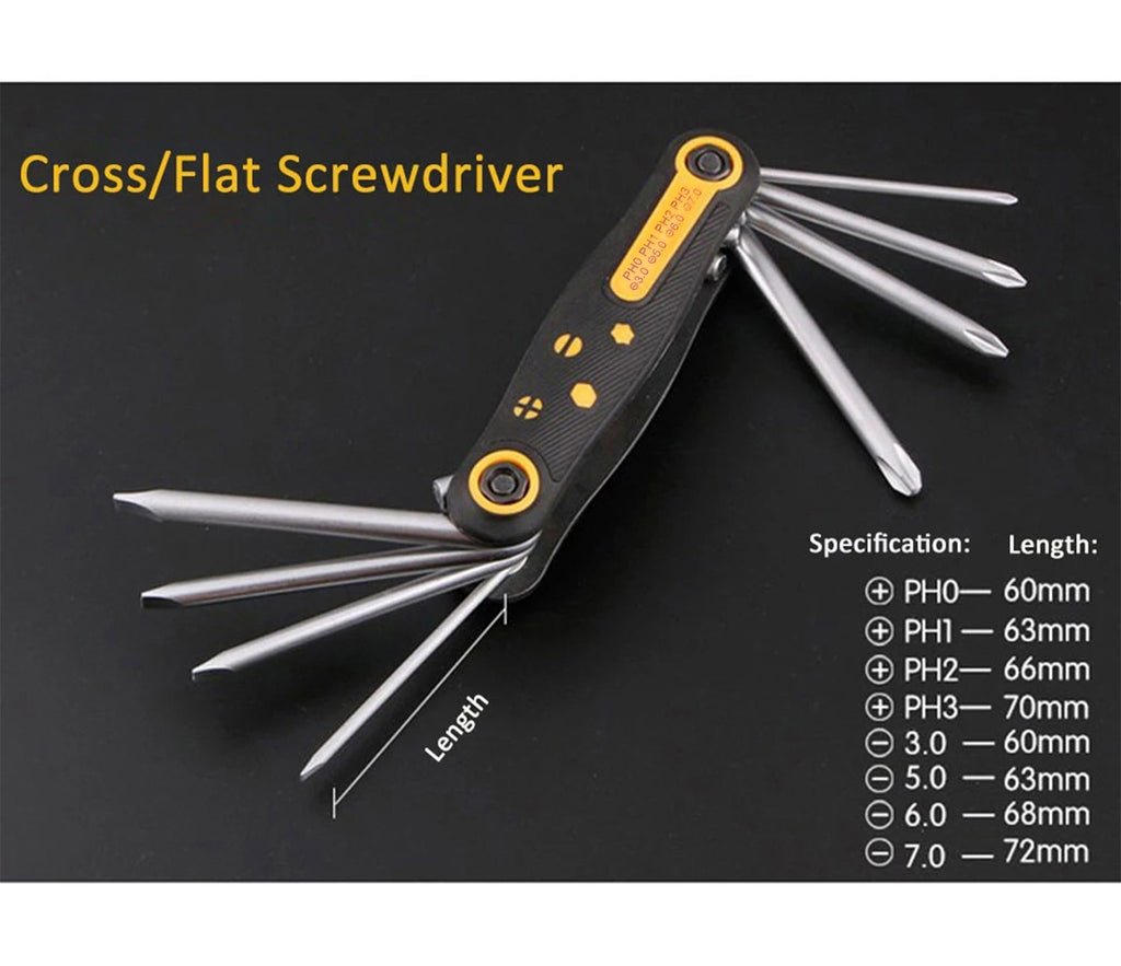 8 em 1 conjunto de chave de fenda dobrável torx mini chave de fenda bits kit hex