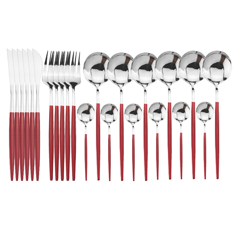 24 peças conjunto de talheres de aço inoxidável conjunto de talheres de aço inox
