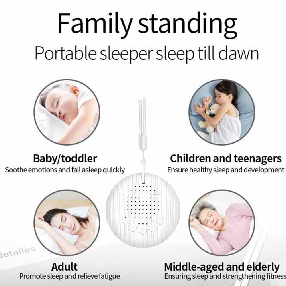USB Recarregável Sleep Sound Machine, Máquina de Ruído Branco, Desligamento Temp