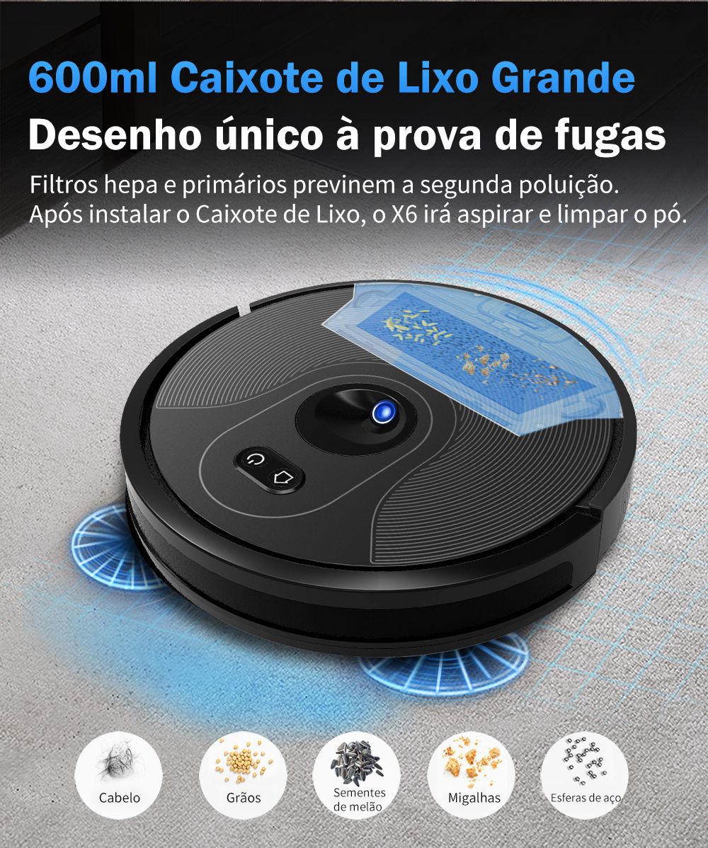 (Código: BRD250) Robô aspirador de pó ABIR X6 com navegação visual tripla, aspir