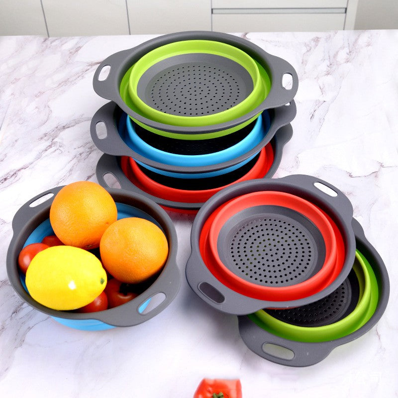 Cesta De Drenagem De Silicone Dobrável Cesta De Lavagem De Vegetais De Frutas Co