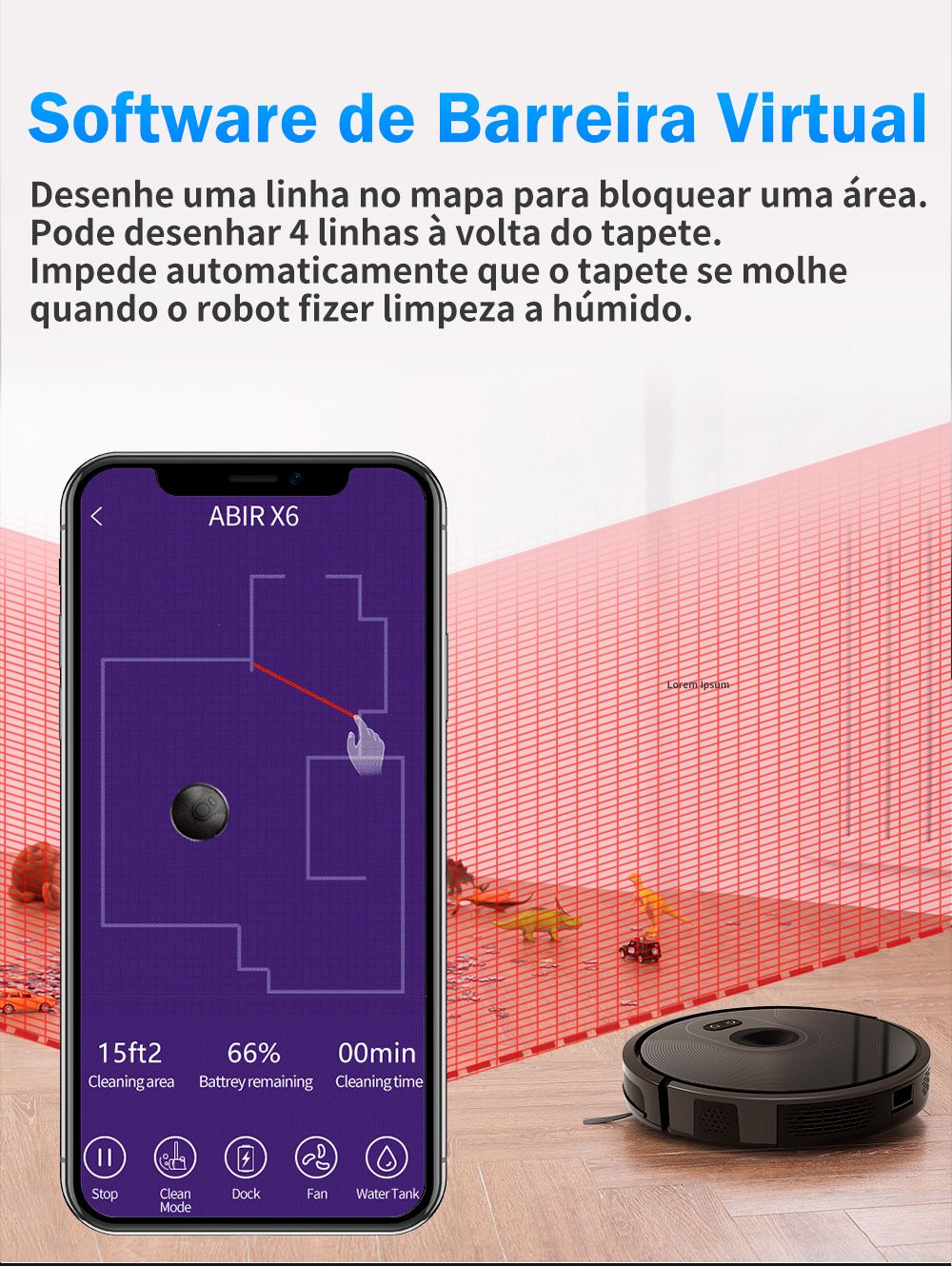 (Código: BRD250) Robô aspirador de pó ABIR X6 com navegação visual tripla, aspir