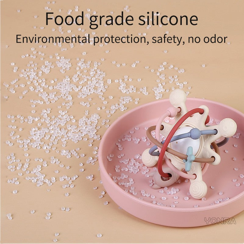 Chocalho e mordedor sensorial cama sino silicone bola montessori brinquedos do b