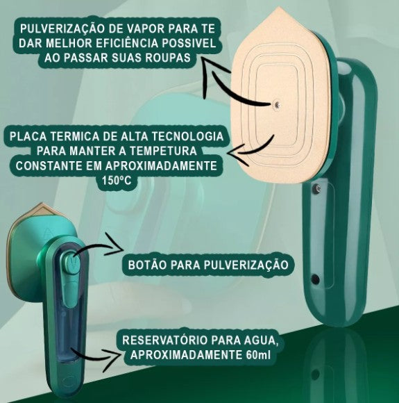 Mini Ferro De Passar Portátil Para Viagem Cabe Na Mala Roupa