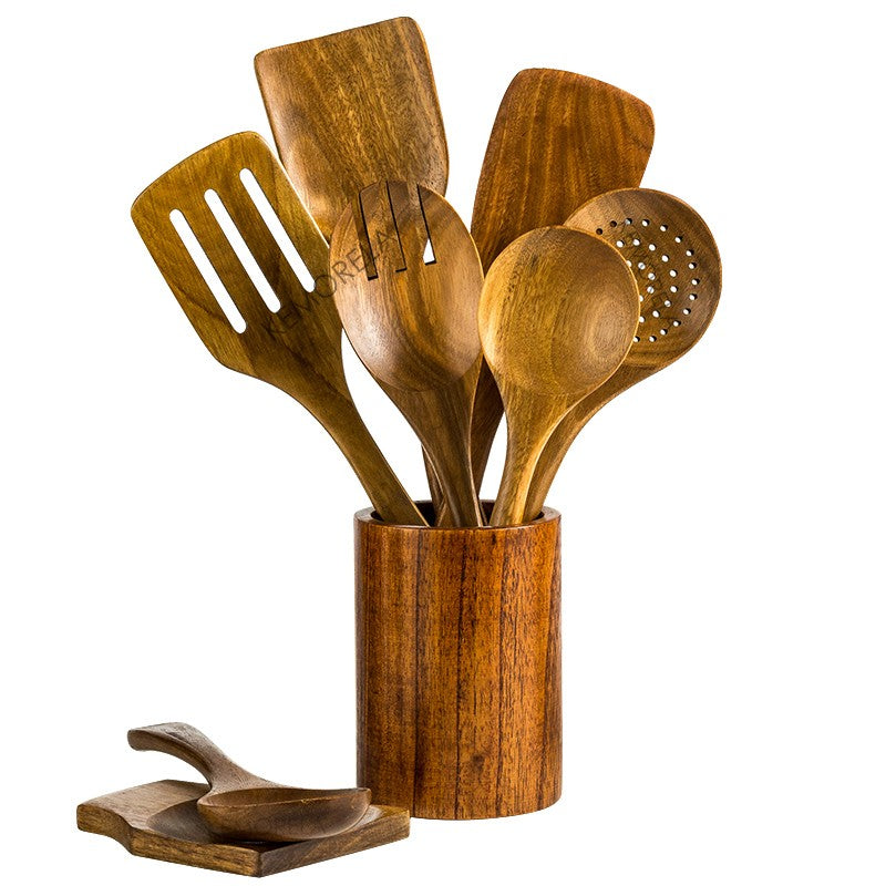 9 colheres de madeira dos pedaços para cozinhar, boneca de madeira para cozinhar