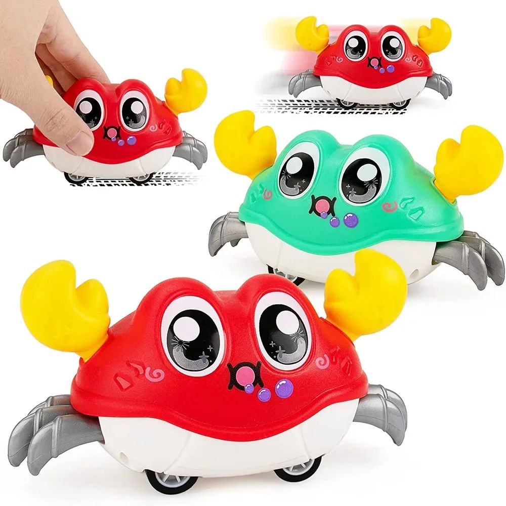 Diversão das crianças laço duplo correndo dos desenhos animados caranguejo polvo