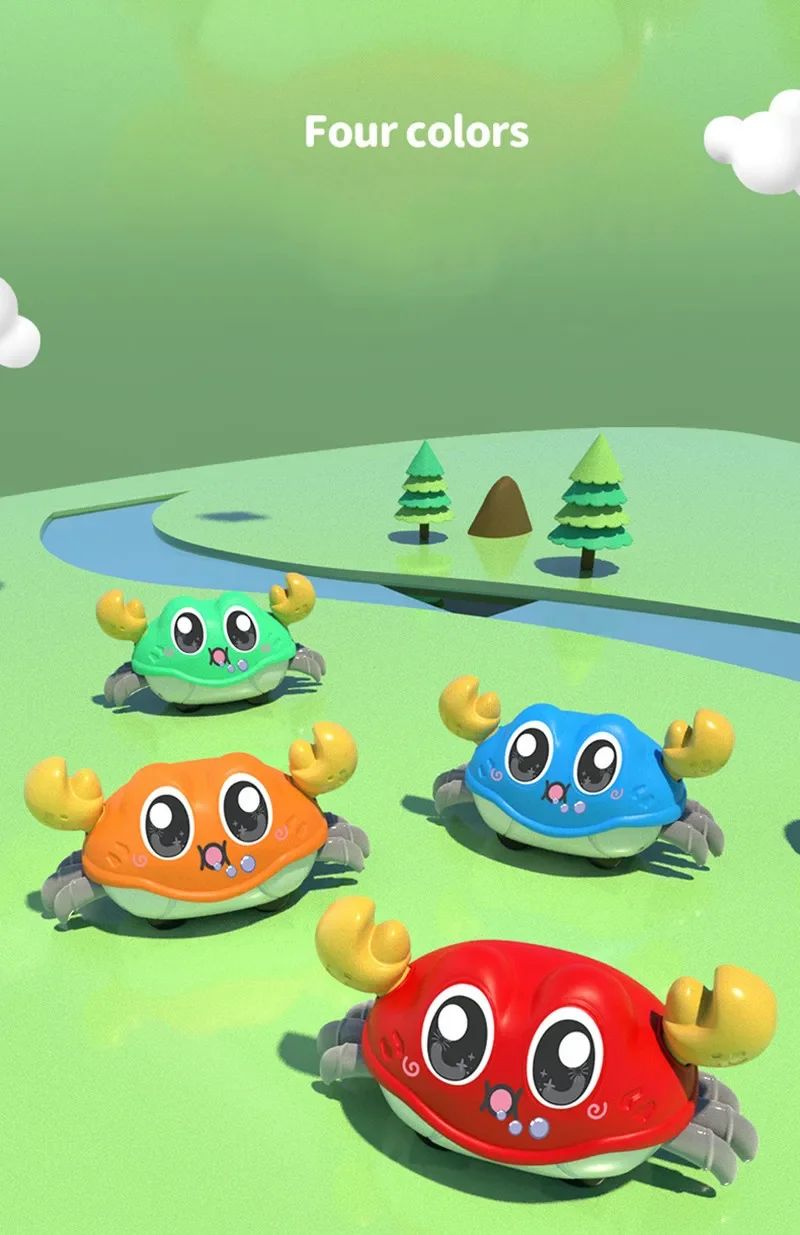 Diversão das crianças laço duplo correndo dos desenhos animados caranguejo polvo