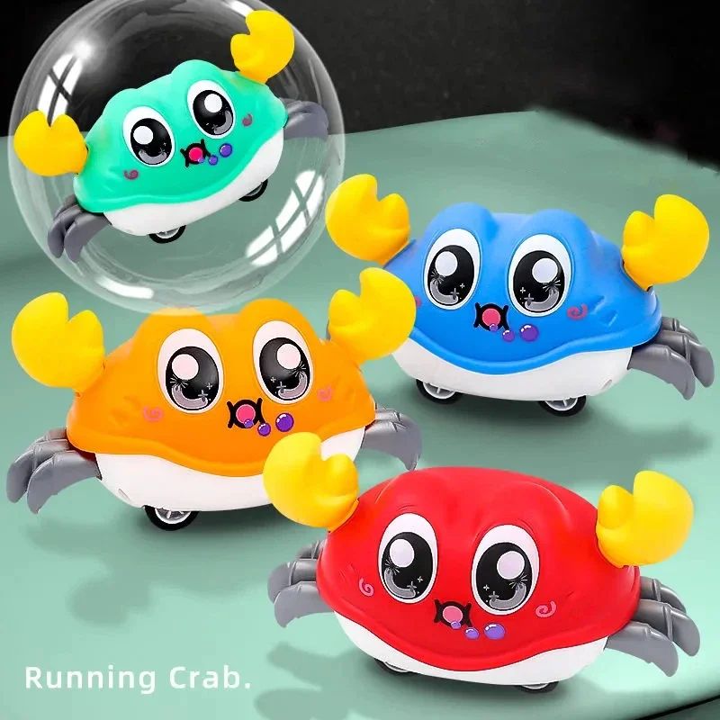 Diversão das crianças laço duplo correndo dos desenhos animados caranguejo polvo