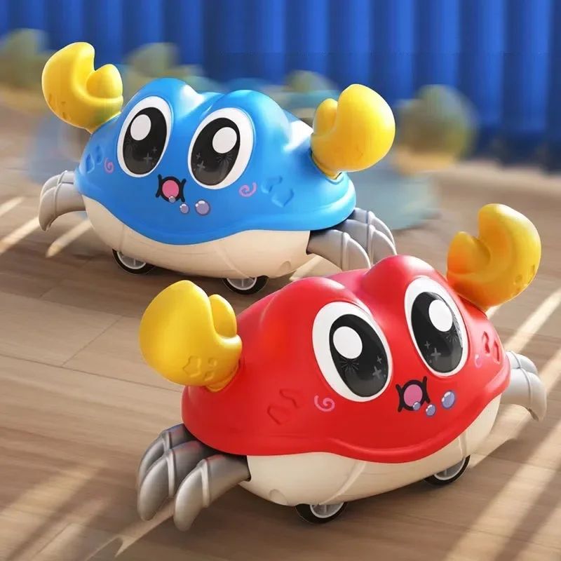 Diversão das crianças laço duplo correndo dos desenhos animados caranguejo polvo