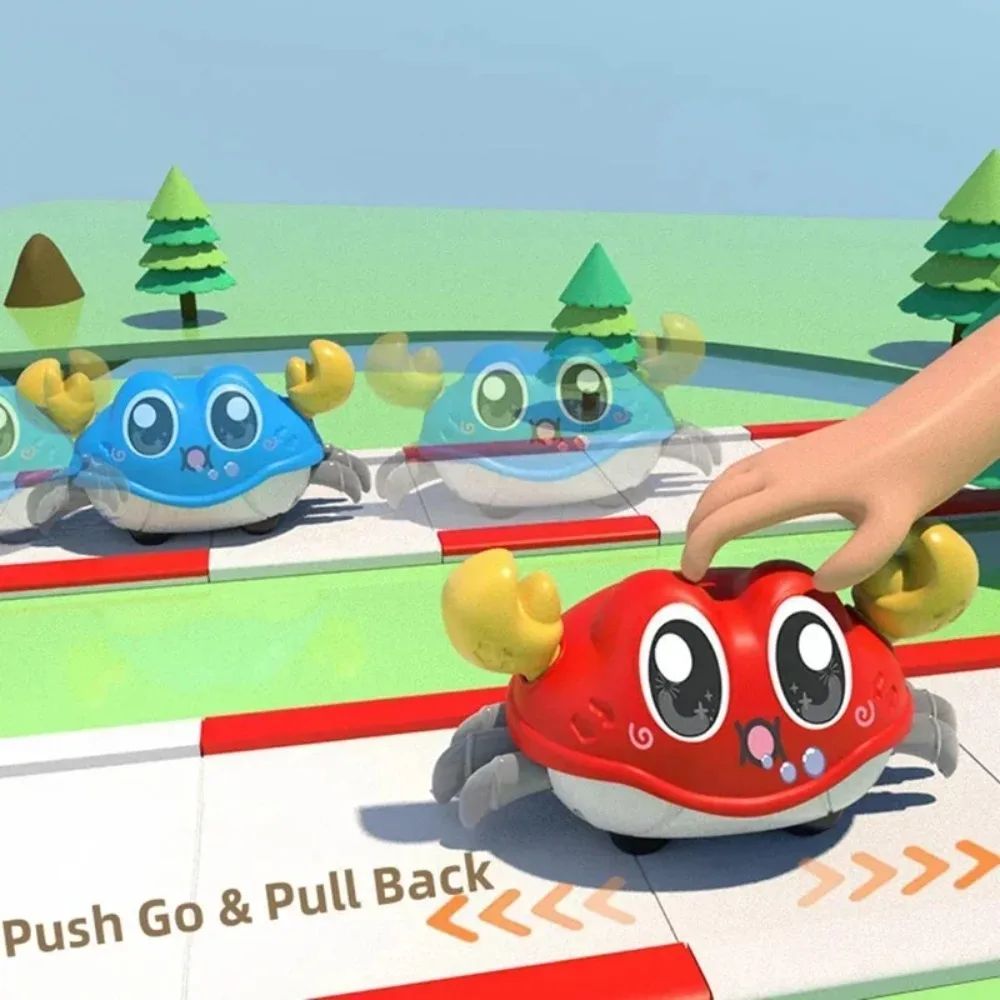 Diversão das crianças laço duplo correndo dos desenhos animados caranguejo polvo