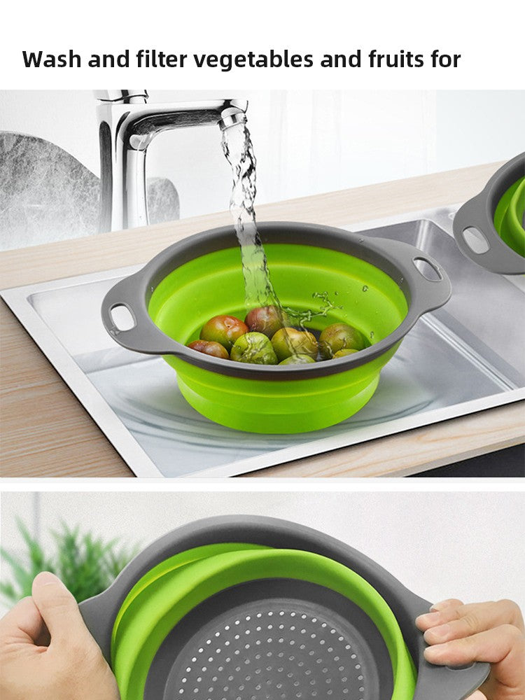 Cesta De Drenagem De Silicone Dobrável Cesta De Lavagem De Vegetais De Frutas Co
