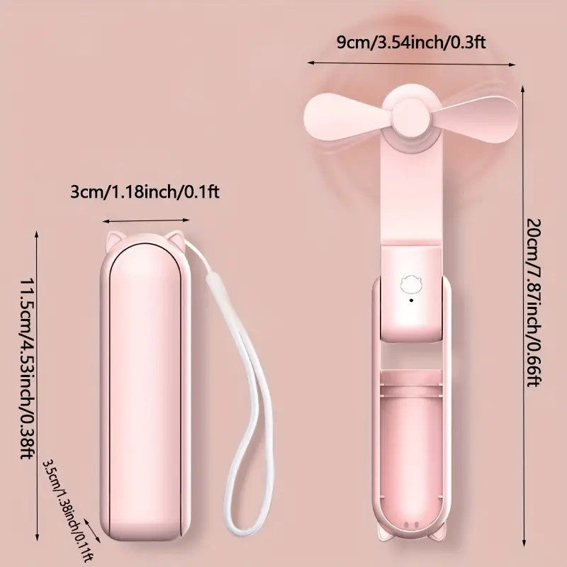 Mini ventilador portátil, recarregável por USB, ventilador portátil dobrável de