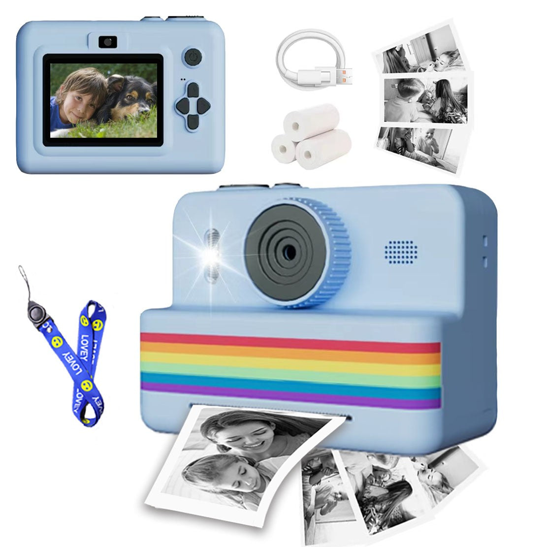 Câmera digital infantil para fotografia, mini impressora portátil térmica térmic