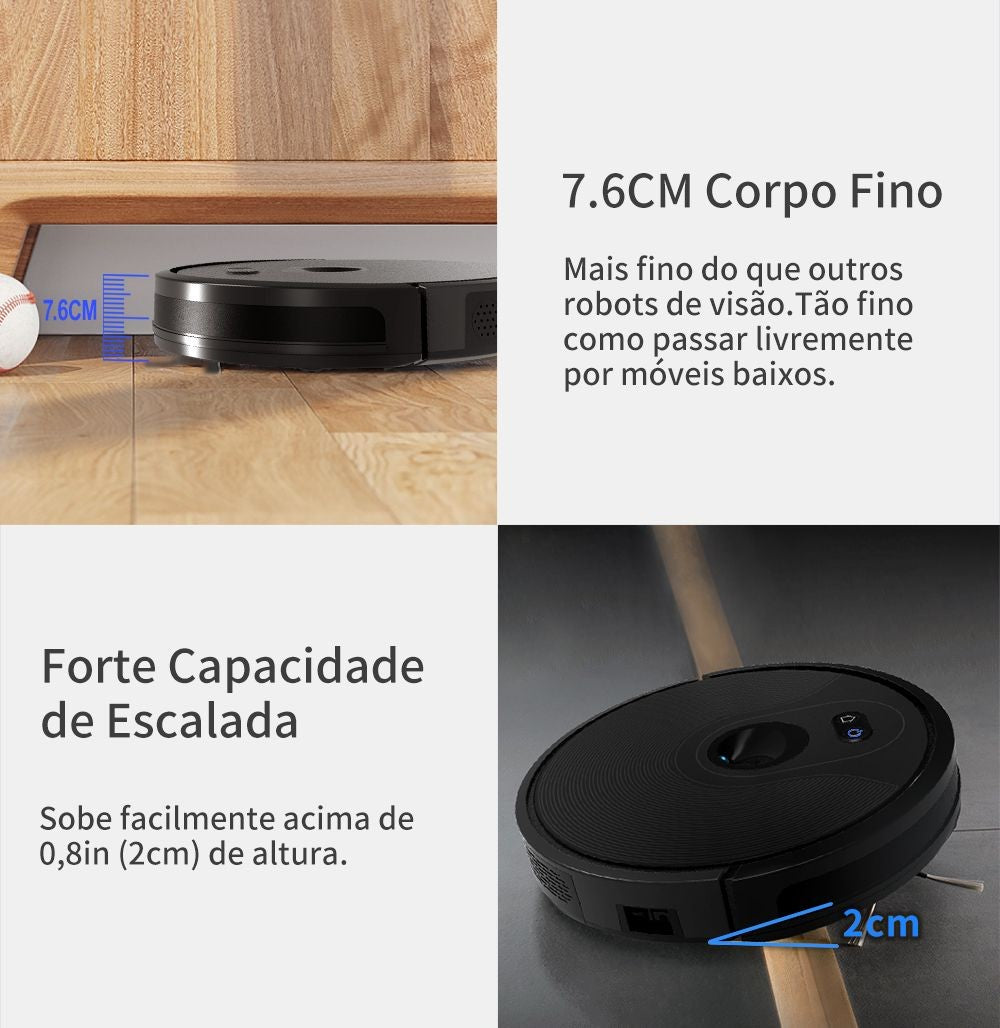 (Código: BRD250) Robô aspirador de pó ABIR X6 com navegação visual tripla, aspir