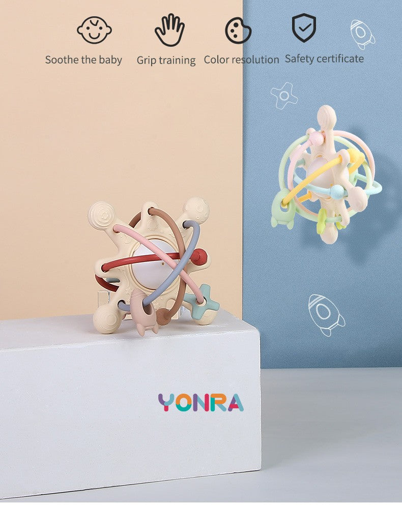 Chocalho e mordedor sensorial cama sino silicone bola montessori brinquedos do b