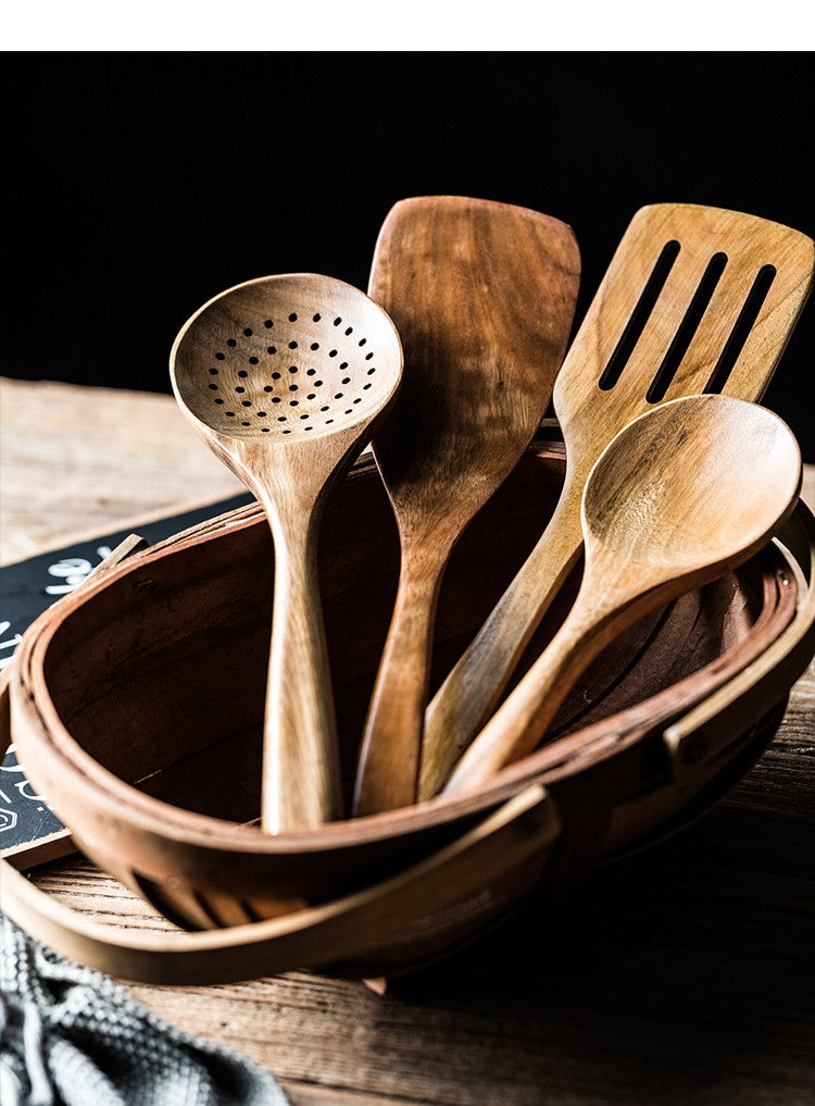 9 colheres de madeira dos pedaços para cozinhar, boneca de madeira para cozinhar