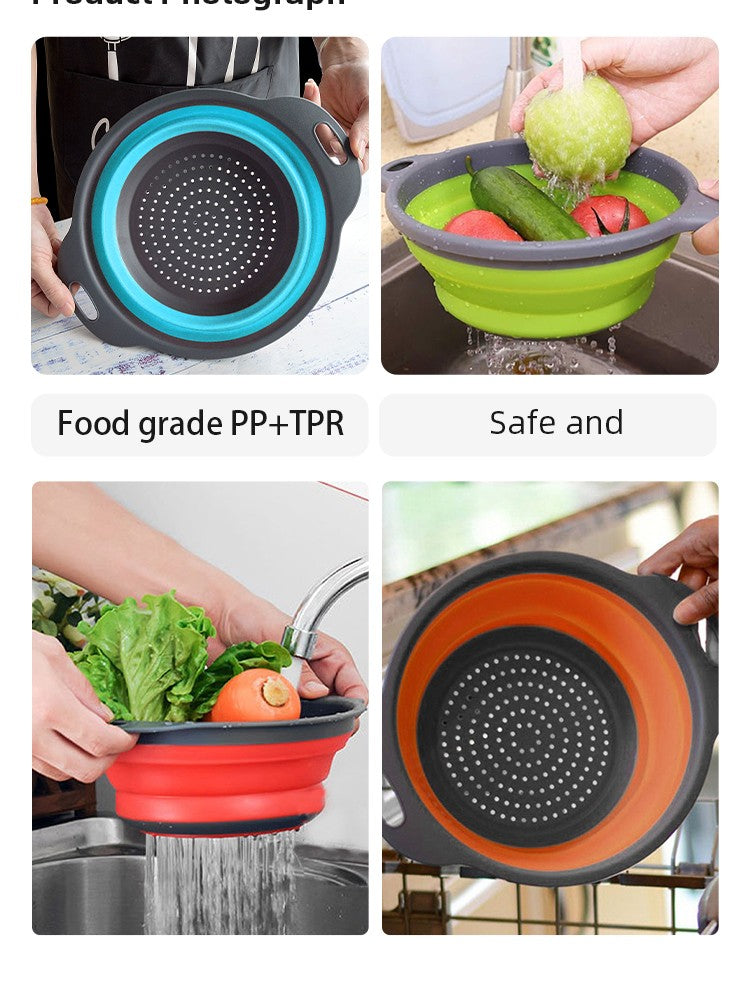 Cesta De Drenagem De Silicone Dobrável Cesta De Lavagem De Vegetais De Frutas Co