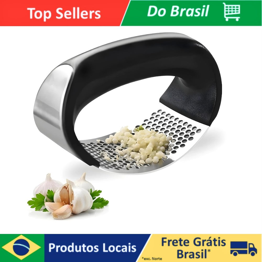 Kit 3 Espremedores de Alho, Cebola e Batata, Amassador em Aço Inox