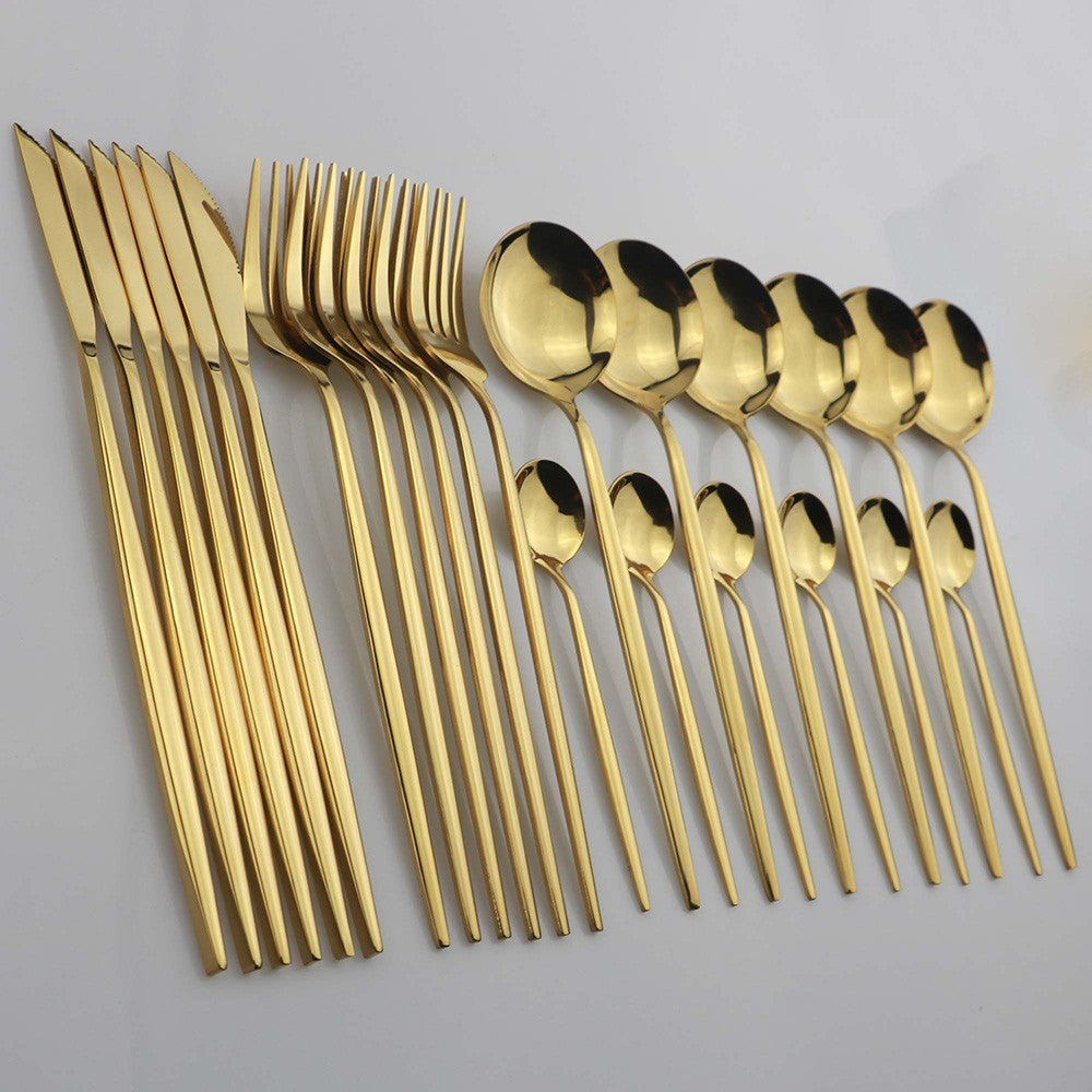 24 peças conjunto de talheres de aço inoxidável conjunto de talheres de aço inox