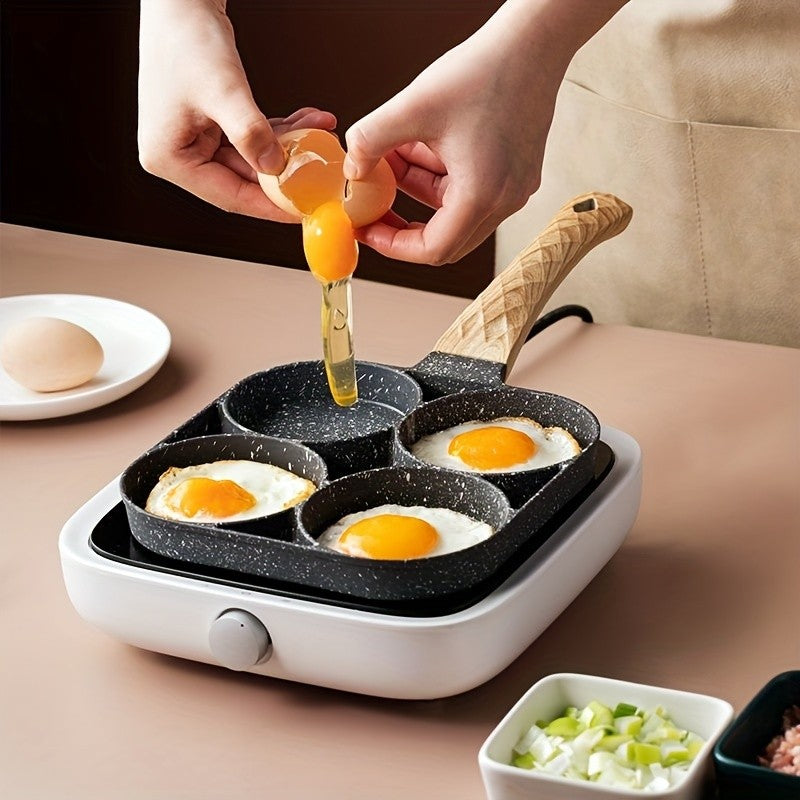Pote de omelete de pedra médica de quatro buracos, antiaderente Flats-fundo, pot