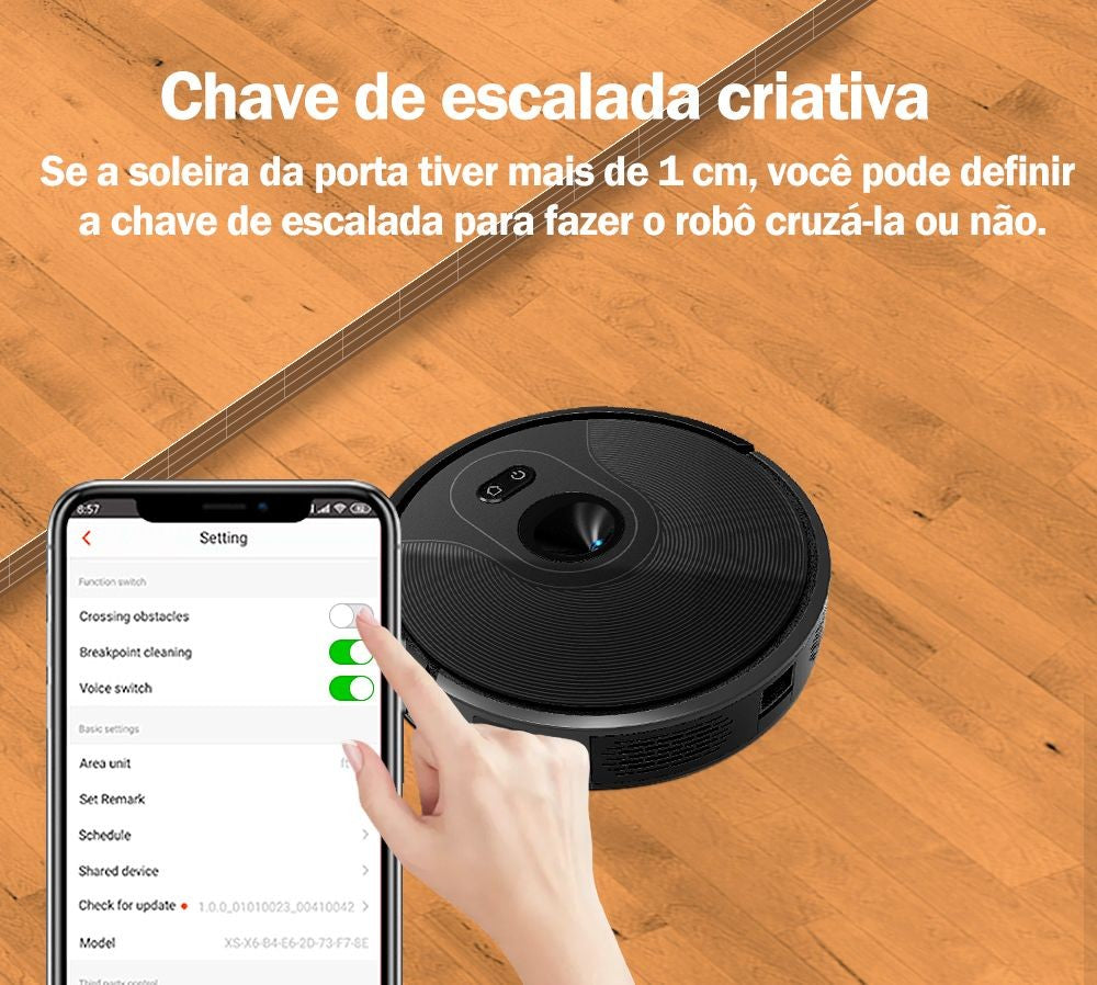 (Código: BRD250) Robô aspirador de pó ABIR X6 com navegação visual tripla, aspir
