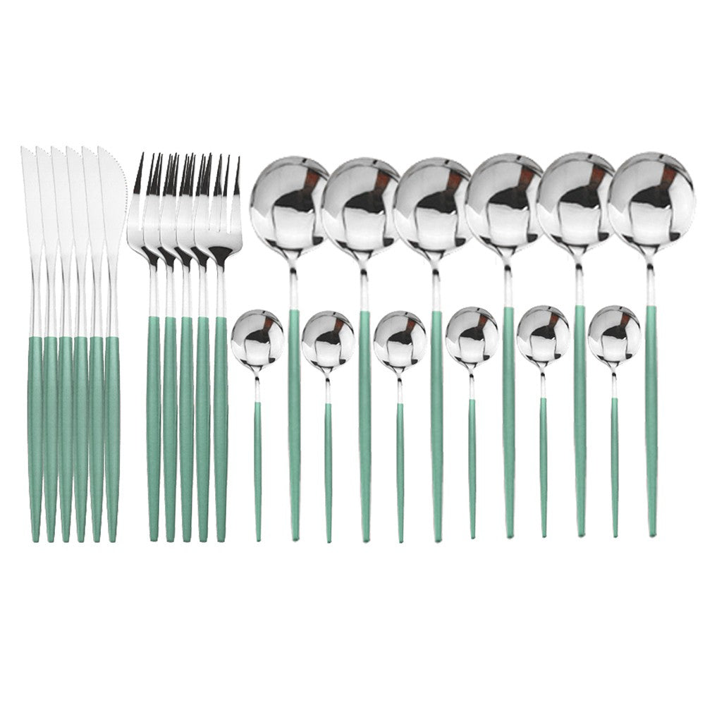 24 peças conjunto de talheres de aço inoxidável conjunto de talheres de aço inox