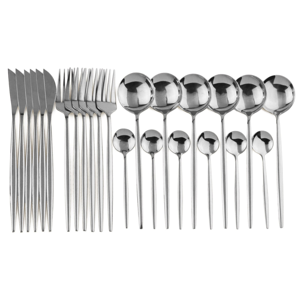 24 peças conjunto de talheres de aço inoxidável conjunto de talheres de aço inox