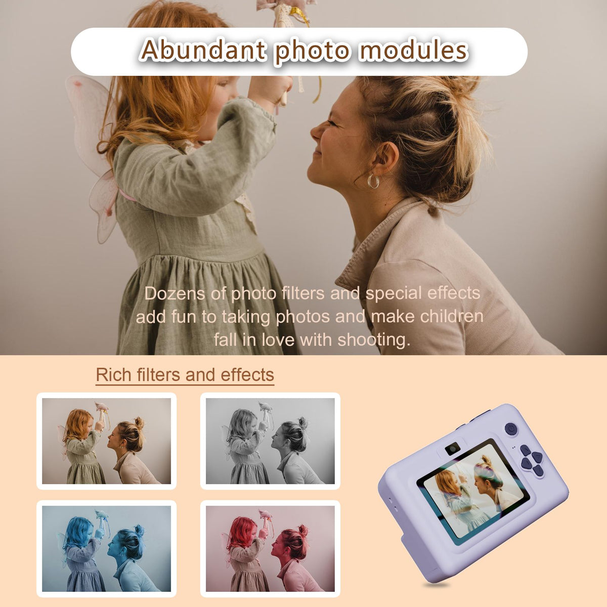 Câmera digital infantil para fotografia, mini impressora portátil térmica térmic