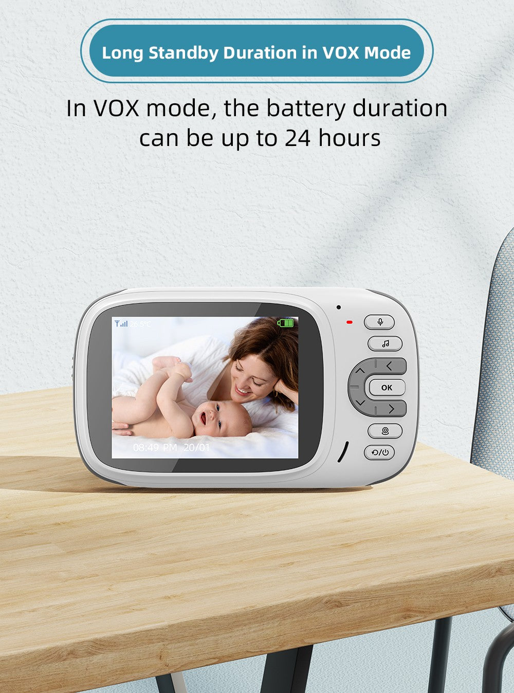 Vídeo Baby Monitor com Zoom Digital, Câmera de Vigilância, Auto Night Vision, Tw