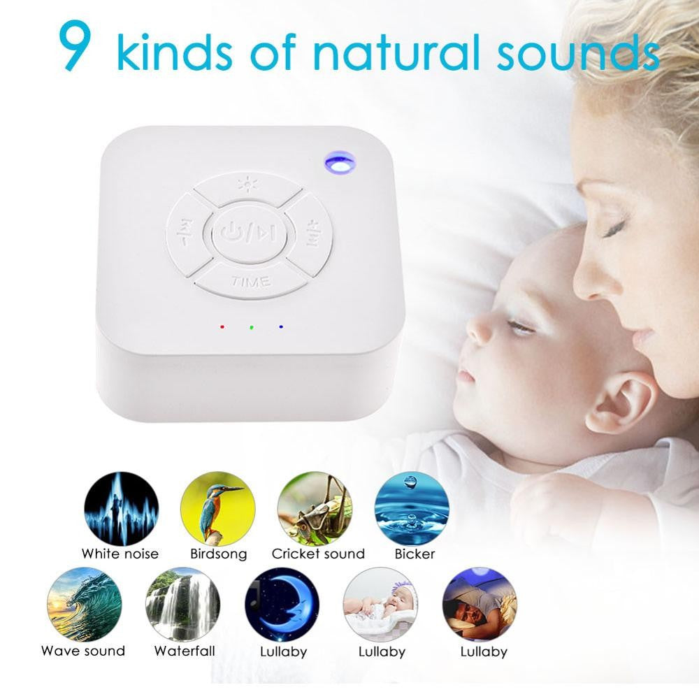 USB Recarregável Sleep Sound Machine, Máquina de Ruído Branco, Desligamento Temp