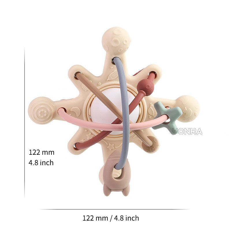 Chocalho e mordedor sensorial cama sino silicone bola montessori brinquedos do b