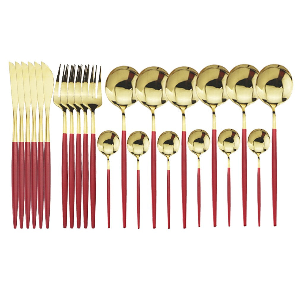 24 peças conjunto de talheres de aço inoxidável conjunto de talheres de aço inox