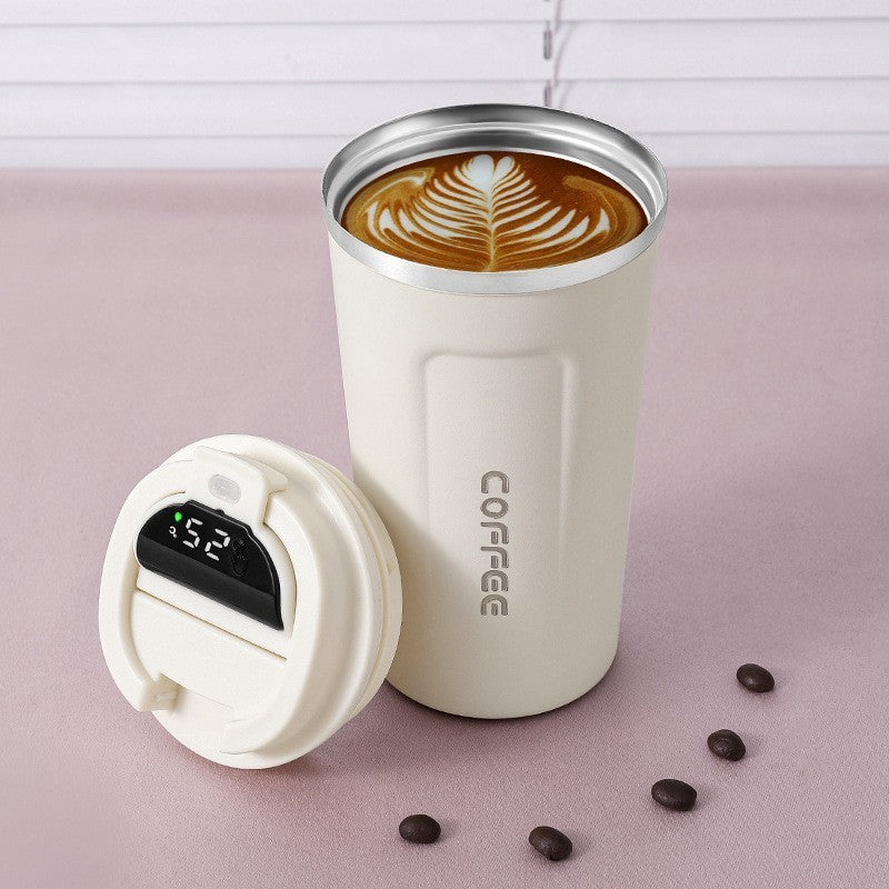Caneca térmica de café 380/510ml, copo de café de aço inoxidável com display de