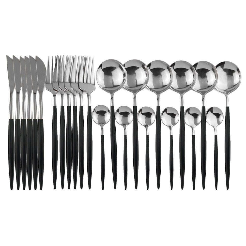 24 peças conjunto de talheres de aço inoxidável conjunto de talheres de aço inox