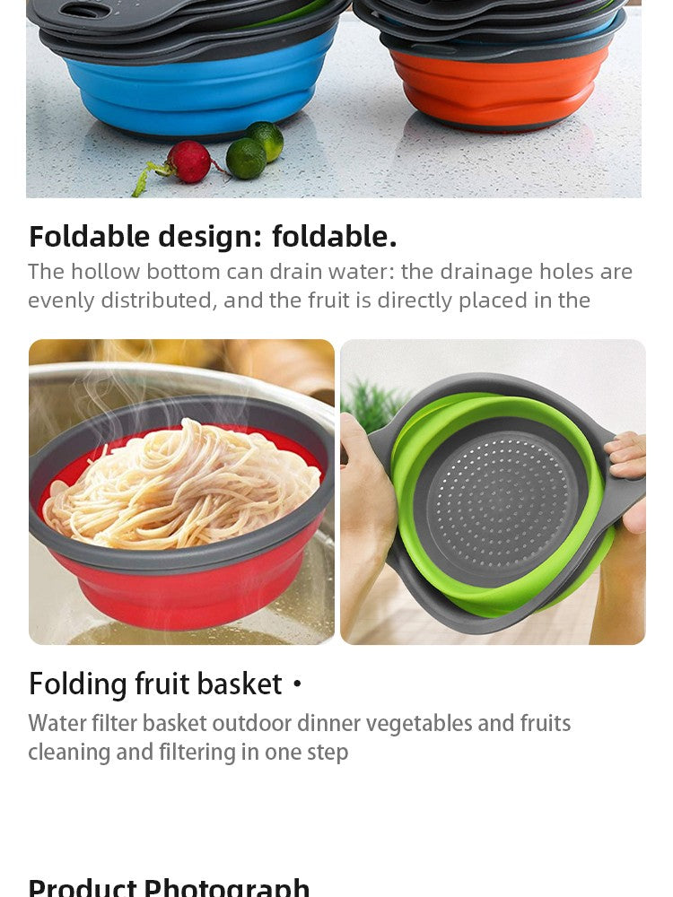 Cesta De Drenagem De Silicone Dobrável Cesta De Lavagem De Vegetais De Frutas Co